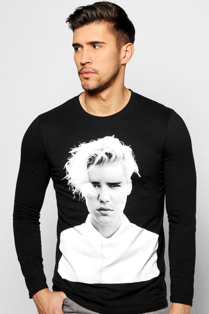Boohoo Justin Bieber Purpose Tour Long Sleeve T Shirt Black