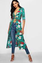 Boohoo Harri Floral Ring Detail Kimono Top