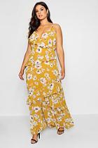 Boohoo Plus Kate Floral Ruffle Detail Maxi Dress