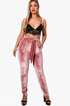 Boohoo Plus Tie Waist Velvet Trouser