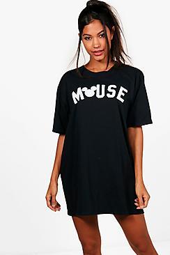 Boohoo Nicole Disney Mouse Print Sleep T-shirt
