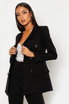 Boohoo Contrast Button Double Breasted Blazer