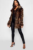 Boohoo Tall Faux Fur Leopard Print Coat