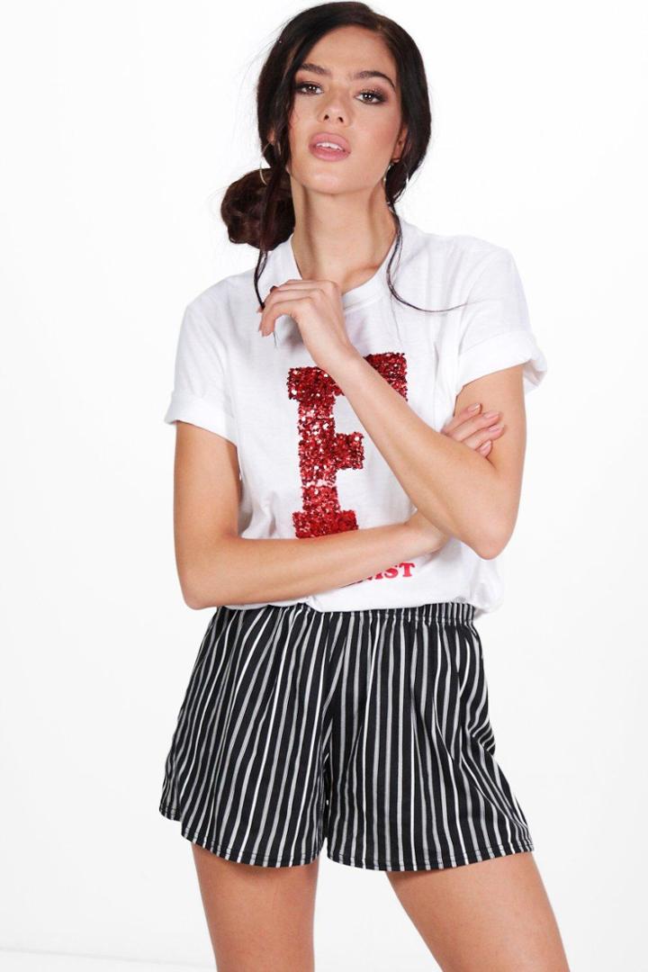 Boohoo Petite Georgia Stripe Jersey Shorts Multi