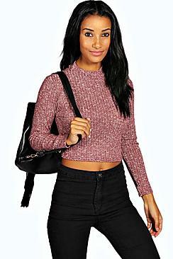 Boohoo Turtle Neck Long Sleeve Crop Jumper