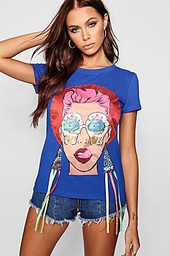 Boohoo Face Print  T-shirt