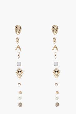 Boohoo Jodie Mismatch Stud Earrings 10 Pack