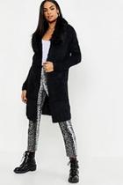Boohoo Tall Faux Fur Collar Soft Knit Cardigan