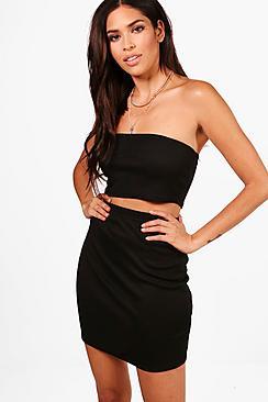 Boohoo Basic Bandeau And Mini Skirt Co-ord