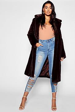 Boohoo Plus Maxi Soft Faux Fur Coat
