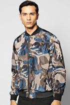 Boohoo All Over Camo Double Zip Bomber Jacket