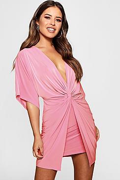 Boohoo Petite Elsie Tie Waist Front Mini Dress