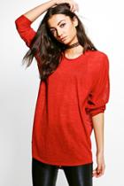 Boohoo Tall Essy Oversized Drapey Slub Jumper Rust