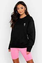Boohoo Petite Rose Pocket Print Sweat