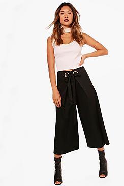 Boohoo Eyelet Detail Woven Wide Leg Culottes