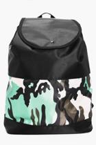 Boohoo Press Stud Rucksack Camo Colour Blocked Black