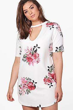 Boohoo Plus Elizabeth Plunge V Neck Shift Dress