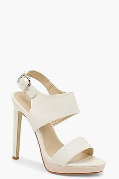 Boohoo Lizard Two Part Heels With Buckle
