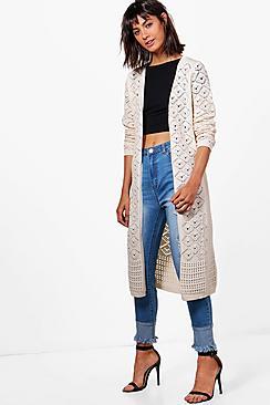 Boohoo Ellie Crochet Maxi Cardigan