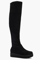 Boohoo Maisy Cleated Platform Over The Knee Boot