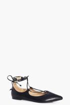 Boohoo Lily Lace Up Pointed Ballet Black
