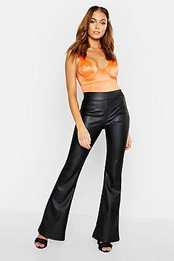 Boohoo Faux Leather Flare Trouser
