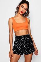 Boohoo Polka Dot Flippy Tie Belt Shorts