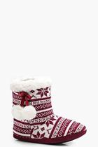 Boohoo Leah Fairisle Knitted Boot Slippers