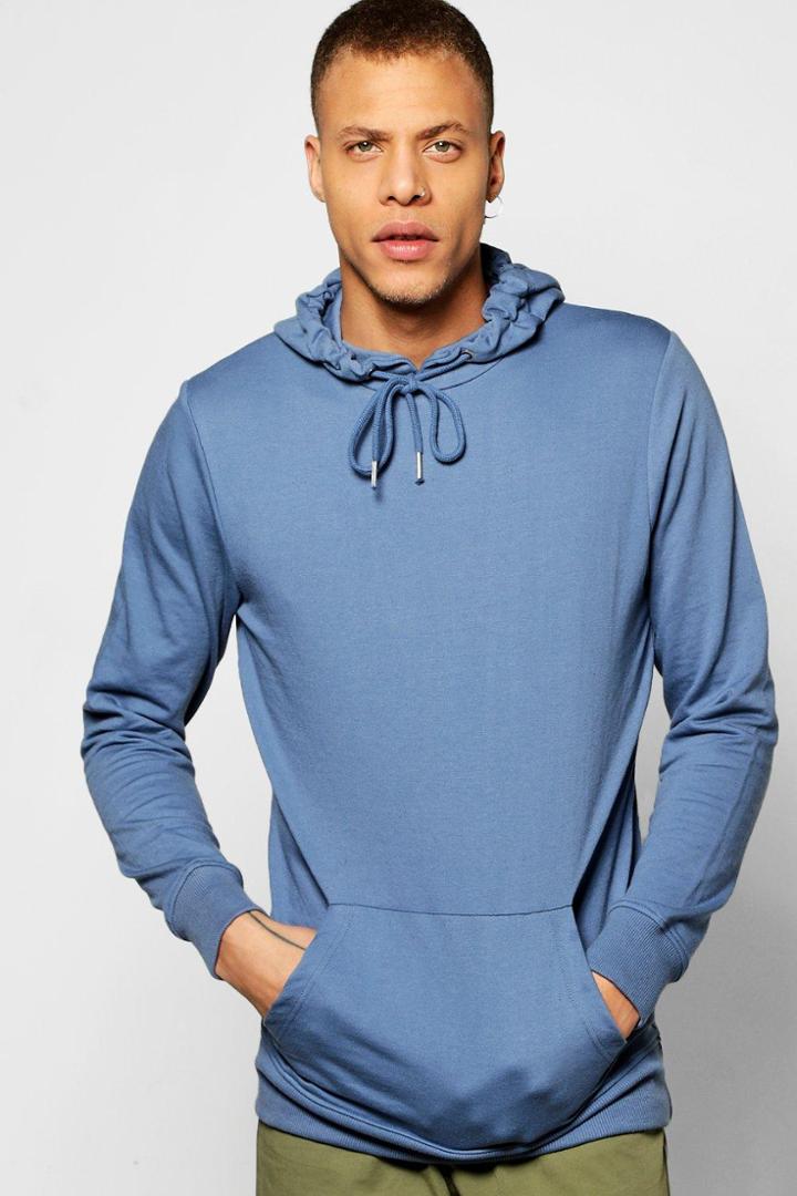 Boohoo Basic Over The Head Hoodie Denim-blue