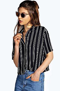Boohoo Ivy Striped Short Sleeve Boxy Shirt