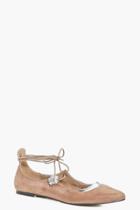 Boohoo Zoe Floral Trim Tie Lace Up Pointed Flat Pink