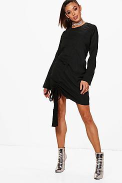 Boohoo Jade Drawstring Detail Shift Dress