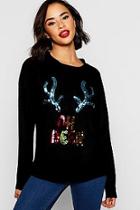 Boohoo Christmas Oh Deer Sequin Jumper