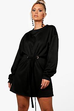 Boohoo Plus Abbey Front Tie Sweat Dress