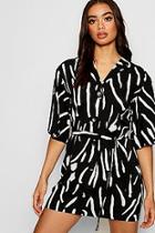 Boohoo Oversized Printed Button Front Shirt Dress