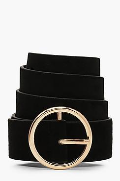 Boohoo Suedette Circle Buckle Belt