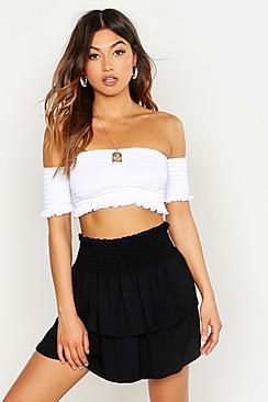 Boohoo Shirred Waist Rara Skirt