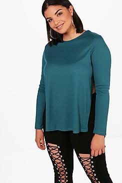 Boohoo Plus Side Split Ribbed Jumper