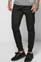 Boohoo Skinny Fit Jogger With Velour Stripe Black