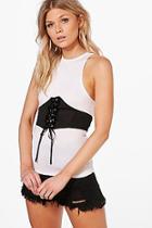 Boohoo Petite Monica Racer Neck Belted Cami Top