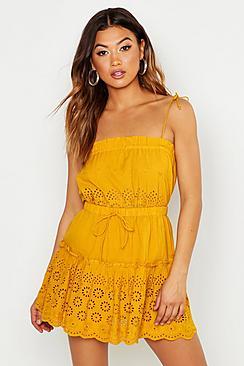 Boohoo Embroidered Swing Cami Skirt Co-ord Set