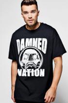 Boohoo Oversized Damned Nation Skull Print T Shirt Black
