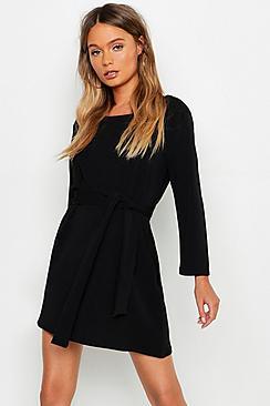 Boohoo Tie Belt Shift Dress