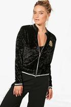 Boohoo Millie Velvet Bomber Jacket