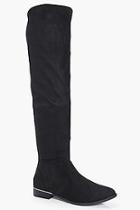 Boohoo Sarah Gold Trim Knee High Boot