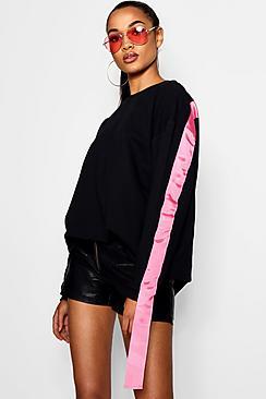 Boohoo Tall Sports Tape Sweat