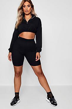 Boohoo Plus Daisy Rib Cycling Short
