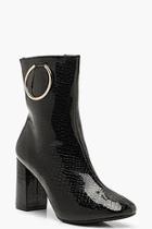 Boohoo Croc Ring Detail Block Heel Boots