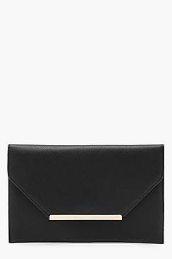 Boohoo Lily Crosshatch And Bar Clutch