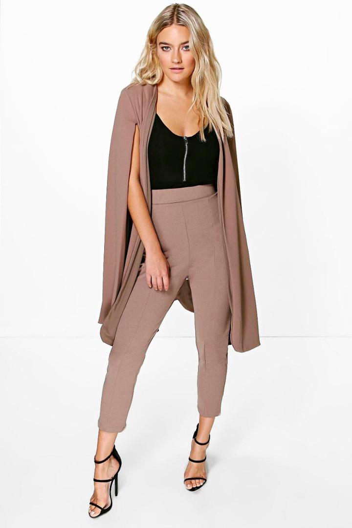 Boohoo Eloise Crop Skinny Trouser Mocha